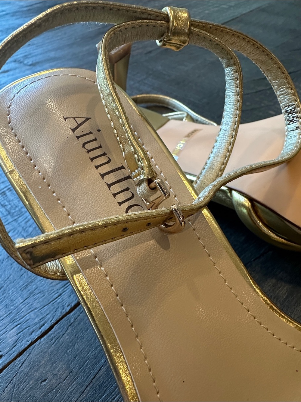 Gold Metallic Square-Toe Heeled Sandals - Picture 4 of 4